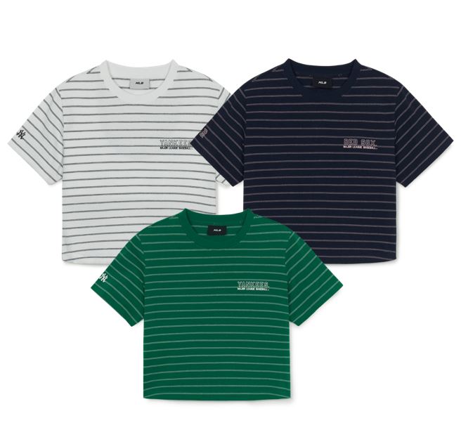Varsity Stripe Crop T-shirt 3FTSV0353-50WHS, 3FTSV0353-50GNP, 3FTSV0353-43NYS