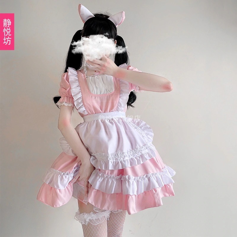 ピンク 日本のメイド衣装 コスプレ衣装 アニメ コスプレ衣装 かわいい ロリ ソフト ガールドレス