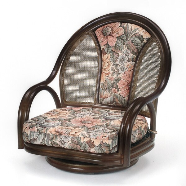 ラウンドチェア ラタン 座椅子 クッション付 ロータイプ 籐家具 座面高18cm 椅子 イス アジアン