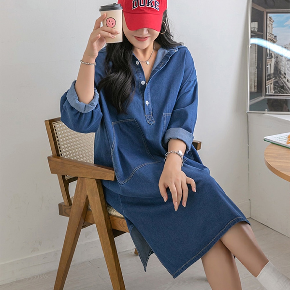 (ナク21) (55~120) ボクシーフィットデニムワンピース NK23-O-5