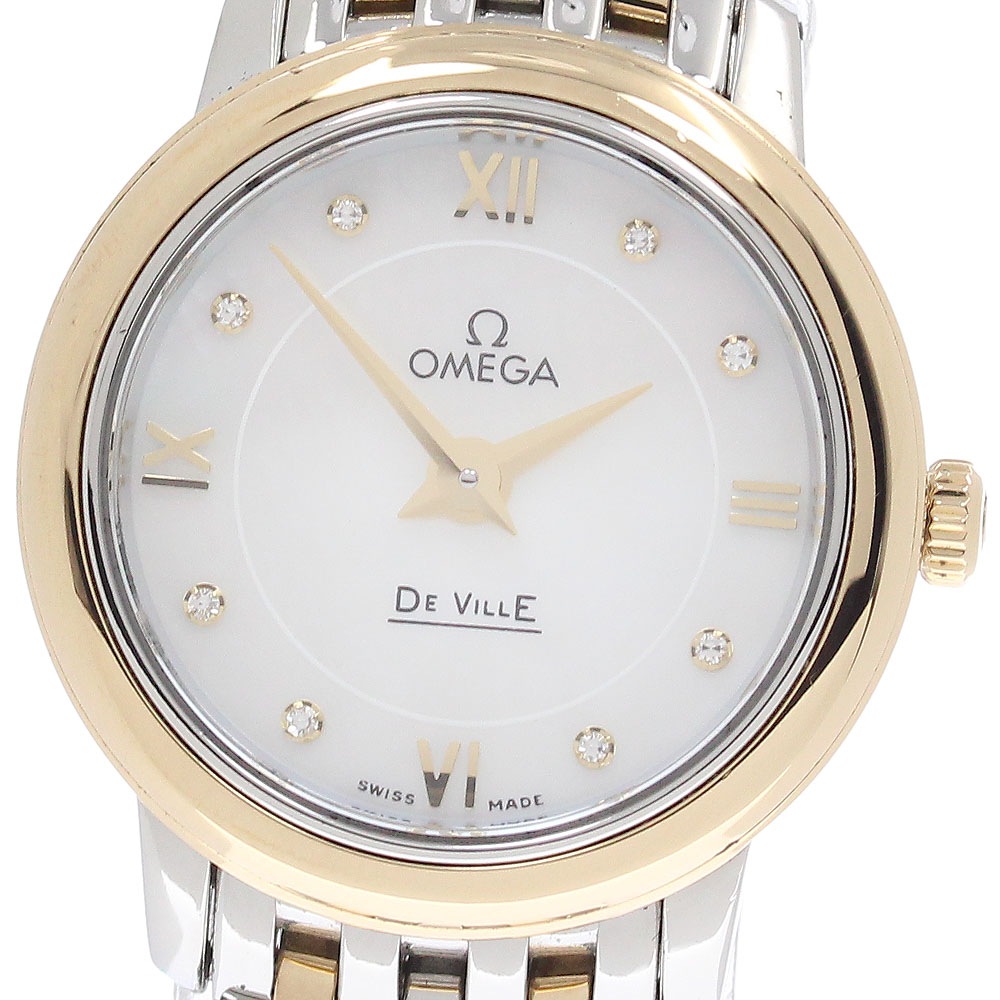 オメガ OMEGA 424.20.24.60.55.001 デビル プレステージ 8Pダイヤ クォーツ レディース 良品 _948235【中古】