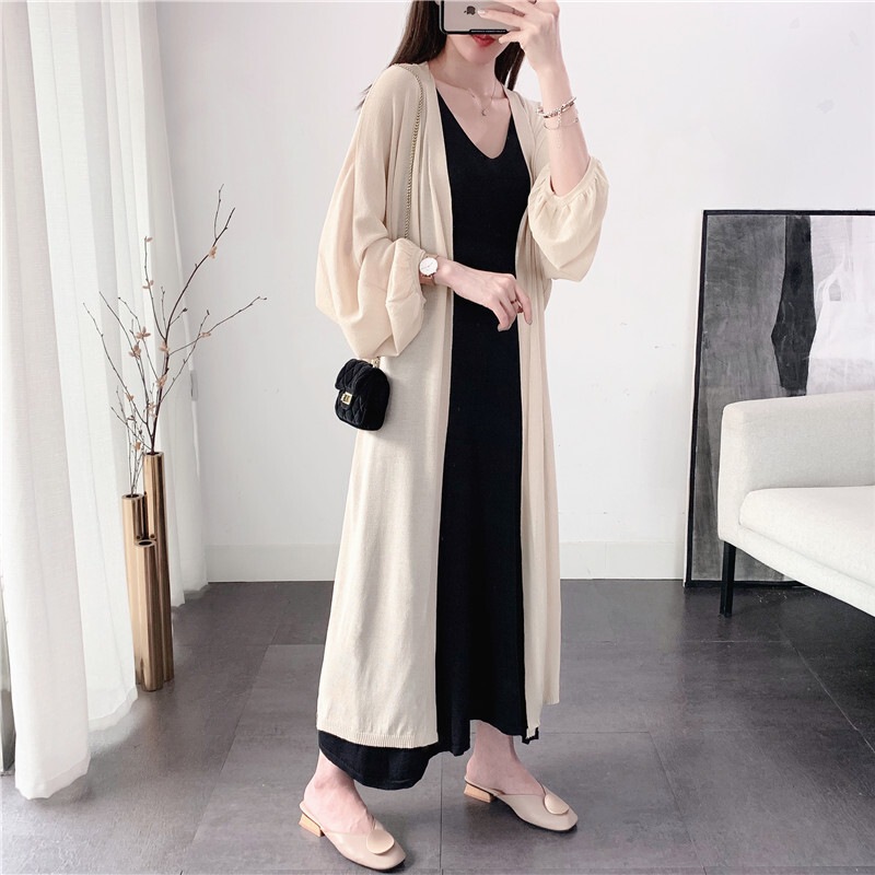 トップス カーディガン ロングカーディガン 白トップス ロング丈 長袖 ボリューム袖 ドルマンスリーブ ワイド 前開き 透け感 シースルー 大人可愛い シンプル カジュアル おしゃれ お洒落 こなれ感