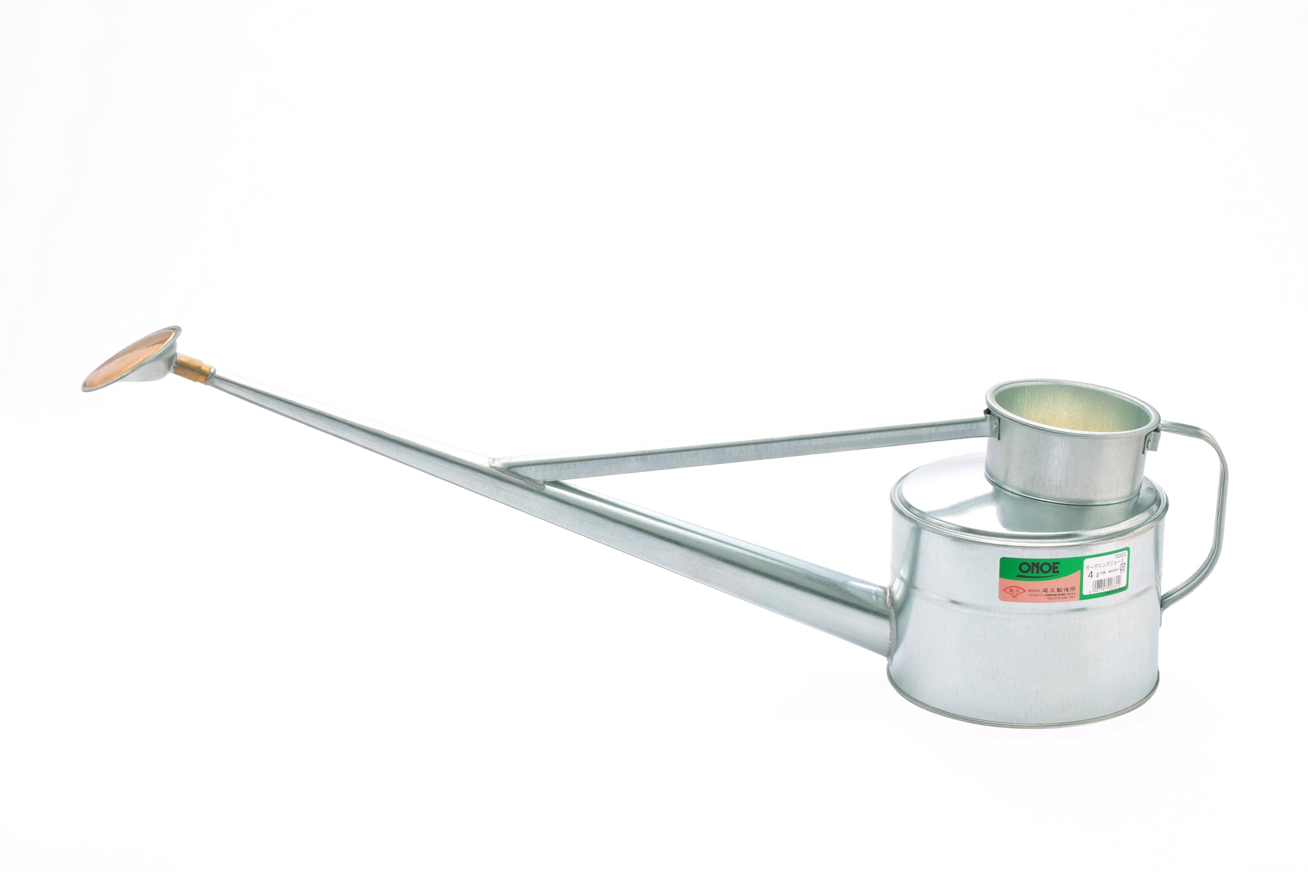 尾上製作所(ONOE) ガーデニングジョーロ4L [屋外 丈夫なトタン製 きめの細かい柔らかな散水 コシ網付きで目詰まりしにくい 細かい水 細かい筒先 じょうろ 園芸 水やり 4リットル 盆栽 日本製