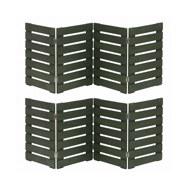 住まいスタイル WF-120YK-2P-DGN 折り畳めるウッドミニフェンス120(横ボーダー) 2枚組 ダークグリーン メーカー直送