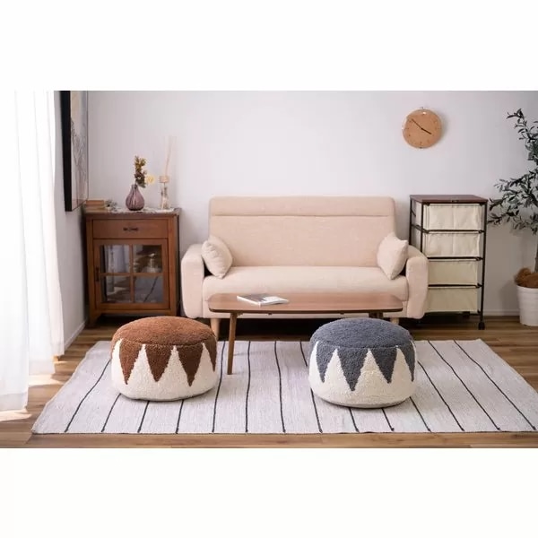 東谷 ラウンドスツール クッション オットマン 発砲ビーズ φ50H36cm 軽量 かわいいフォルム 優しい色合い FAB-001