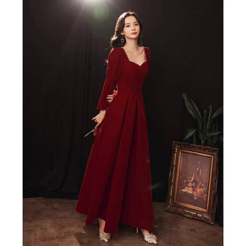 新品パーティードレス ワンピース ウェディングドレス 結婚式 成人式 パーティー 可愛い秋冬 パール 花嫁ロングドレス お呼ばれ 二次会 演奏会 挙式hs5620