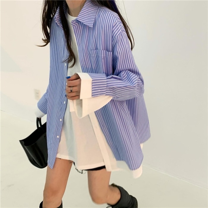 トップス シャツ チュニック 袖あり 長袖 襟付き ドッキング かわいい 大人可愛い きれいめ シンプル カジュアル 大人 上品 おしゃれ かっこいい レトロ 大人女子 こなれ感 ラフ メンズライク