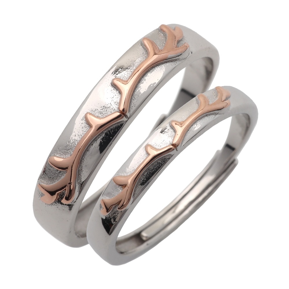 S925 ペアリング 鹿 角 2個セット [fhrs009-silver]