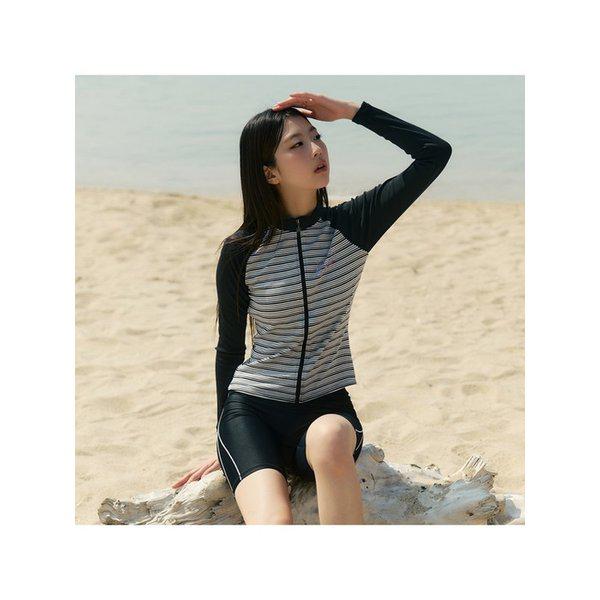 スプリットレギュラーフィットジップアップラッシュガードA5BL1PQ13BLK