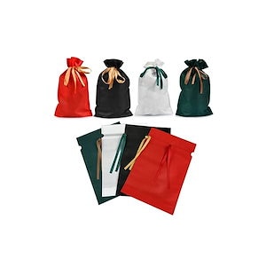 YFFSFDC包む ギフト袋 ラッピング 袋 四色 付き不織布 バレンタイン プレゼント 巾着袋 誕生日 記念日 包装小分け プレゼント用 収納（８枚セット ）