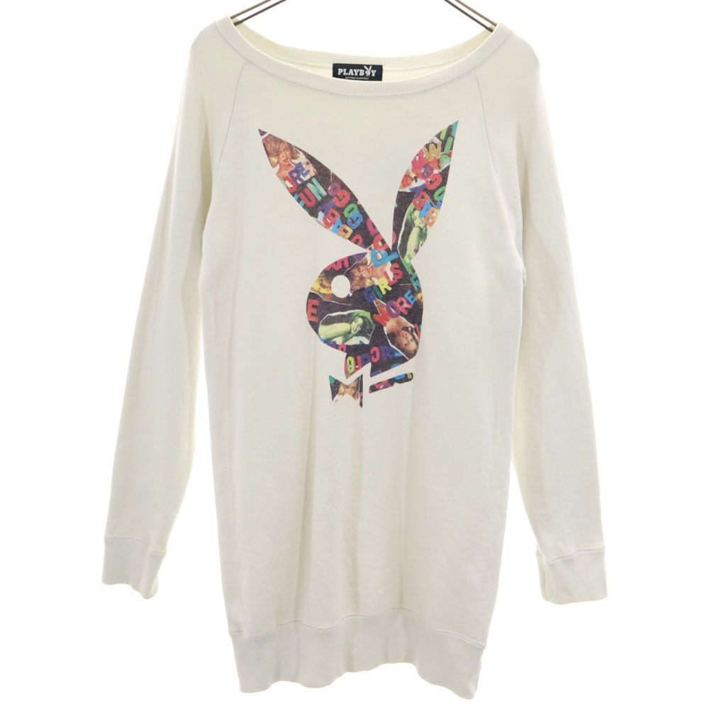 ヒステリックグラマー 日本製 プリント 長袖 スウェット トレーナー ワンピース FREE ホワイト系 HYSTERIC GLAMOUR レディース