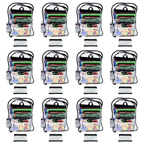 【アウトレット☆送料無料】 School PVC Weatherproof Transparent Backpack Clear Backpack 並行輸入品 Black 12 Pouch, Pencil with リュック・デイパック