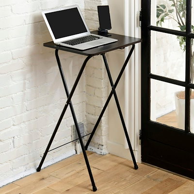 他サイト： 山善(YAMAZEN) 折りたたみテーブル (スタンディングデスク) 高さ90 傷・汚れ・水分・熱に強い天板 幅50×奥行52cm サイドテーブル スタンディングデスク 完成品 ダークブラウン/ブラッの商品画像