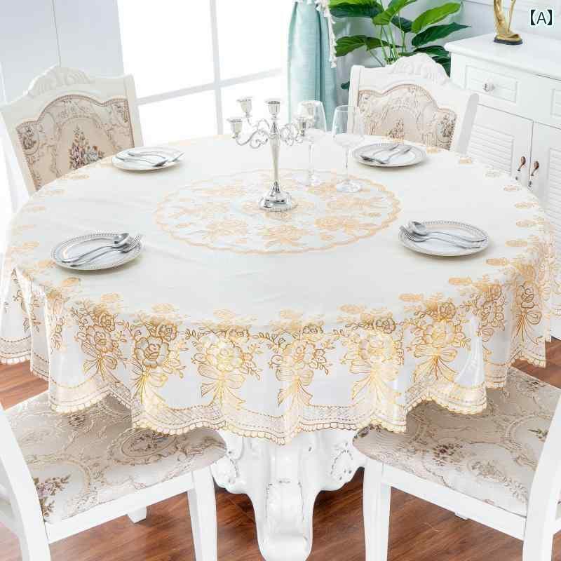 テーブルクロス 円形 おしゃれ 撥水 防水 耐油 耐熱 花柄 丸型 PVC 傷防止 滑りにくい 厚手 120 180cm 大きめサイズ ラウンド デスク カバー 家庭 リビング ホテル インテリア コ