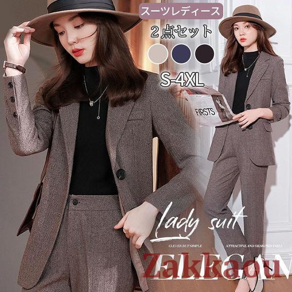 新製品スペシャル 秋冬 スーツ フォーマル 厚手 冬用 長袖 ジャケット ズボン レディース 2つボタン 大人 結婚式 ビジネス エレガント ママ OL お食事会 価格が下がりました