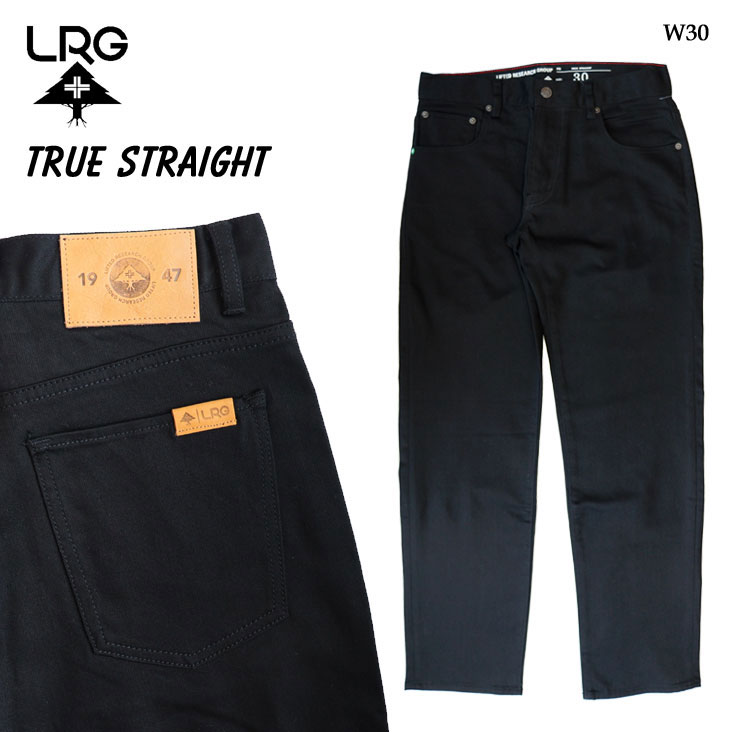 LRG エルアールジー ジーンズ TRUE STRAIGHT トゥルーストレート ブラック トリプルブラック W30 ジッパーフライ レザーパッチ ブランド ツリーアイコン J165011