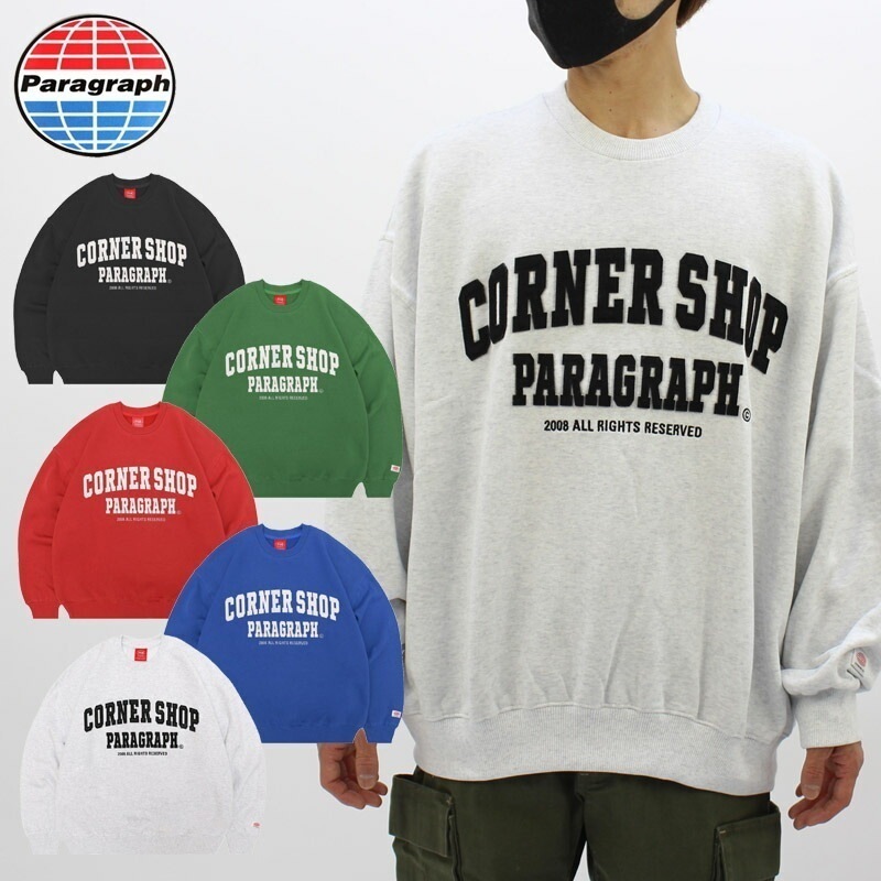 パラグラフ CORNER SHOP SWEAT NO.08-012 コーナー ショップ クルー スウェット トレーナー メンズ レディース カットソー