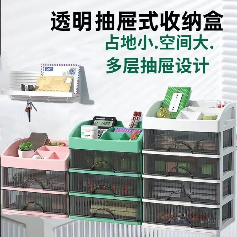 新しいデスクトップスタイル引き出し型収納スキンケア製品収納多層軽量高級収納キャビネット化粧収納ボックス