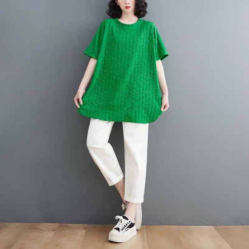 レディース トップス カットソー プルオーバー Tシャツ 半袖 ラウンドネック オーバーサイズ フェミニン ストリート スリット サイドスリット 薄手 かわいい 大人可愛い おしゃれ レトロ