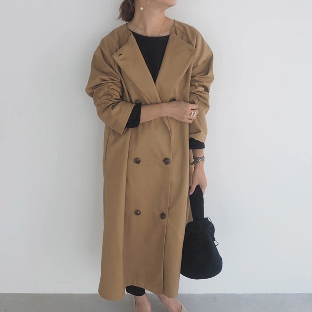 製品気質チェスターコートレディース秋冬厚ロングコートトレンチコートアウターとろみ感上品チェスターコート通勤高級感大人オシャレ