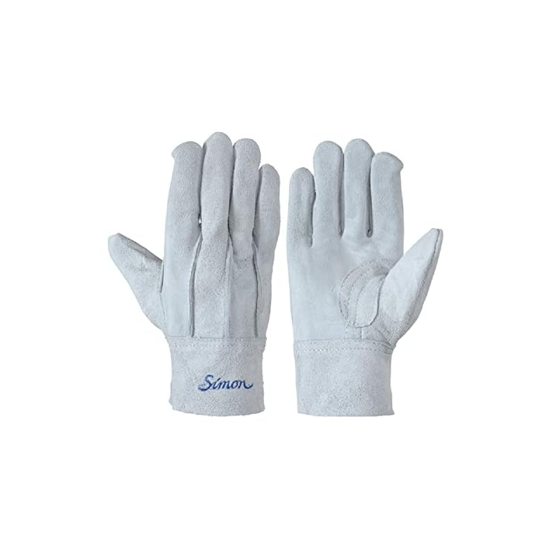 [シモン] 107AP 銀当付 牛床革銀当付背縫い皮手袋 フリーサイズ 10双組