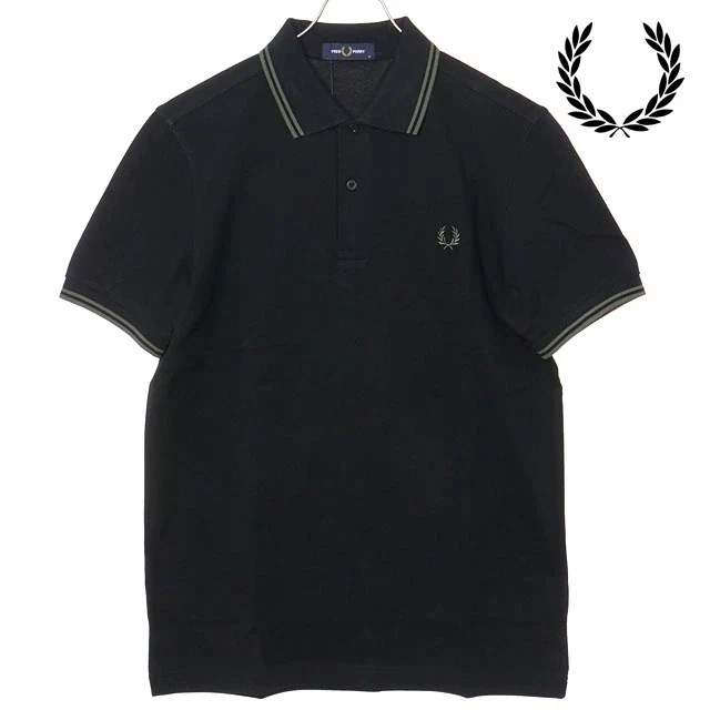 ポロシャツ メンズ ツインティップド フレッドペリーシャツ [M3600-T44] トップス 半袖 コットンピケ ブラック BLACK/FIELDGREEN 正規取扱店
