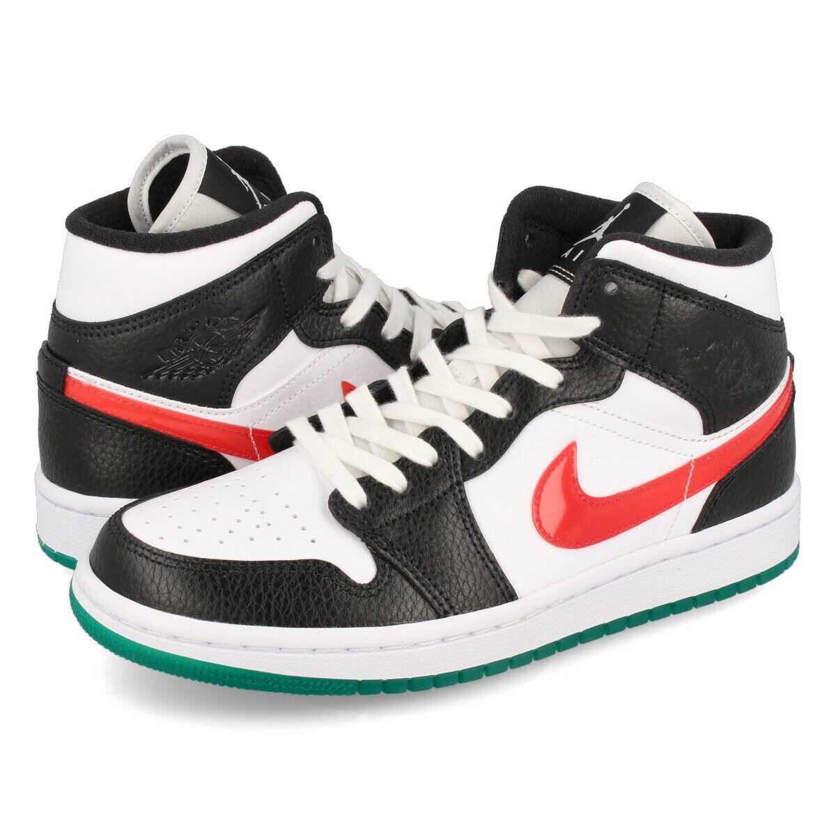 NIKE WMNS AIR JORDAN 1 MID BLACK/UNIVERSITY RED/WHITE/LUCID GREEN