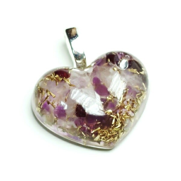 ボヘミアン オルゴナイト ペンダントトップ ハート アメジスト ct24 正規輸入品 チェコ製 アクセサリー 電磁波対策 パワーストーン アメジスト パワースポット 空間の浄化 ヒーリングアイテム