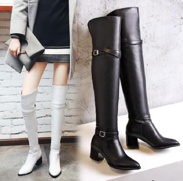 レディースブーツ　ロングブーツ　ジョッキーブーツ エンジニアブーツ　　裏起毛　暖かい　大きいサイズ　小さいサイズ　22cm26.5cm　長靴　合皮　ロング丈　秋冬　太ヒール　6センチ　 厚底　ミドルヒ