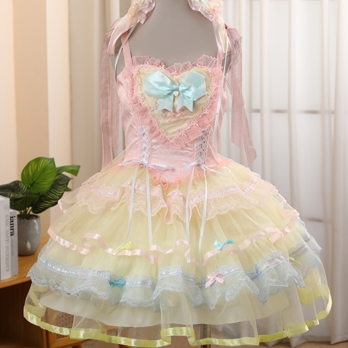 【送.料.無.料.急速発送】韓国版ウエスト収めロリータポンポンスカート優雅