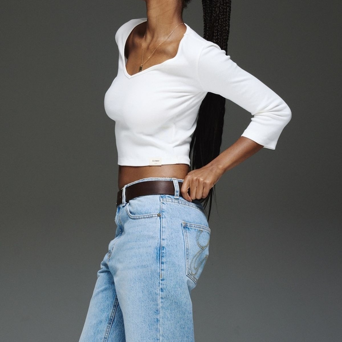 3/4 G COMFORT V TEE (WHITE/GRAY/BLACK/STRIPE)