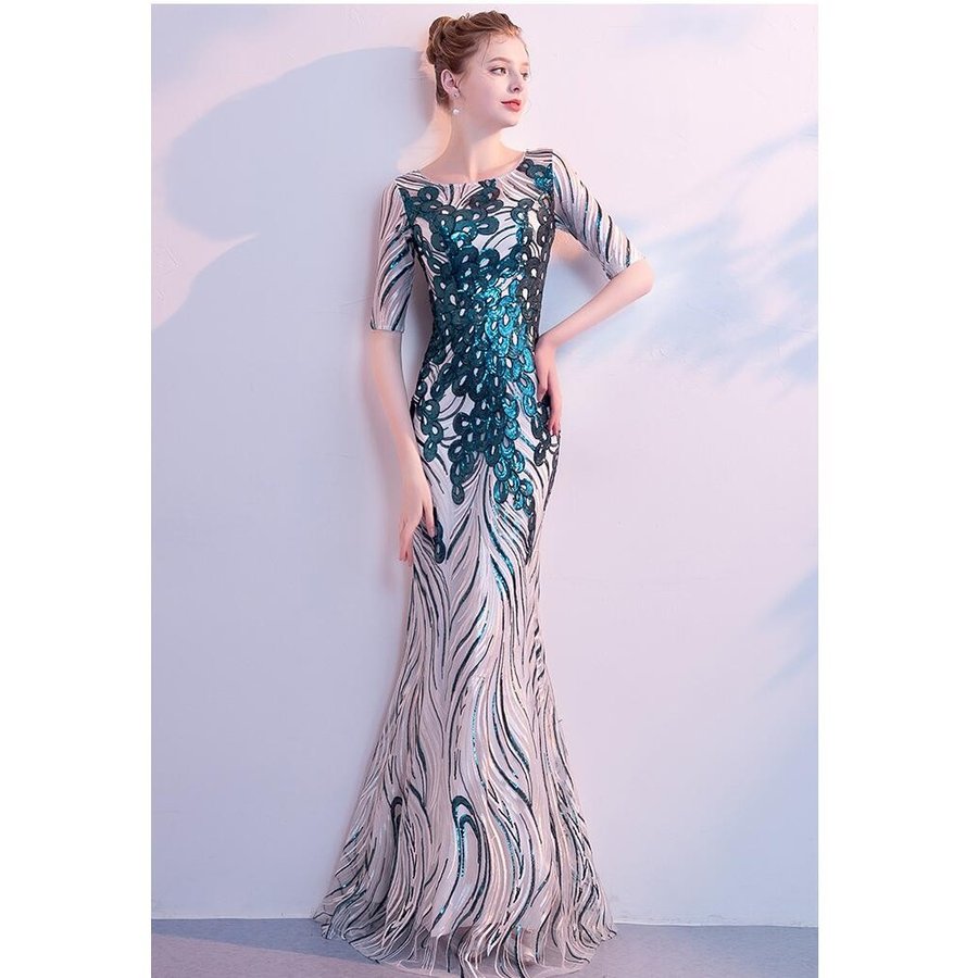 袖あり マーメイドドレス パーティードレス ロングドレス 結婚式ワンピース ウエディングドレス お呼