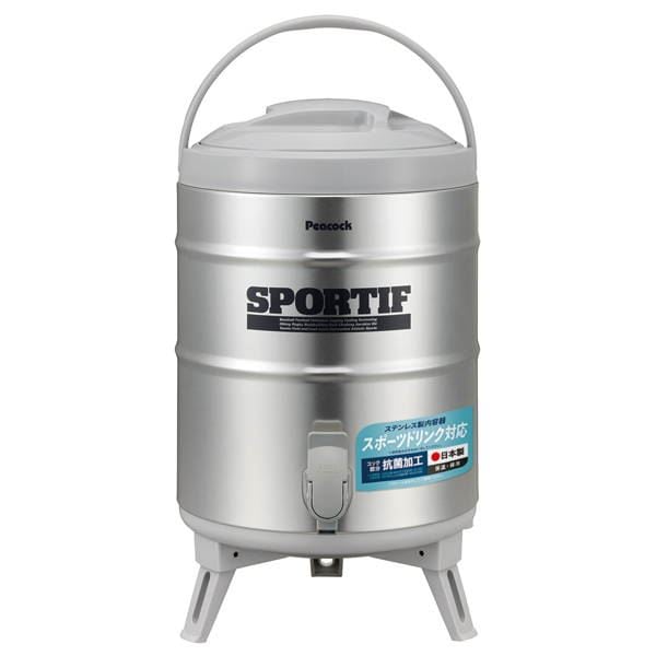 ウォータージャグ 9.5L 保温 保冷 スポーツドリンク対応 コック部抗菌加工 大容量 水分補給 ピーコック ステンレスキーパー