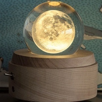 木製回転水晶玉オルゴール小夜灯オルゴール