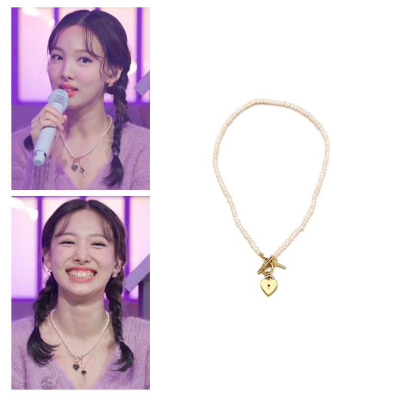 vintage Twice Nayeon着用 open your heart pearl necklace 人気商品