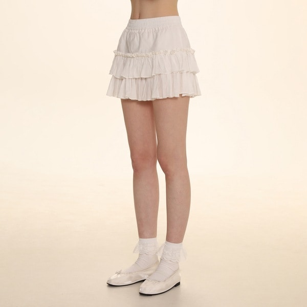 モロモロ新ウエストゴムプリーツレースケーキスカートレディースAラインスカートニッチデザインスカート