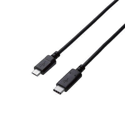 他サイト： エレコム USB2.0ケーブル 最大5V/3A出力対応 [Type-C - microB] 1.0m（ブラック） U2CCMB10NBKの商品画像