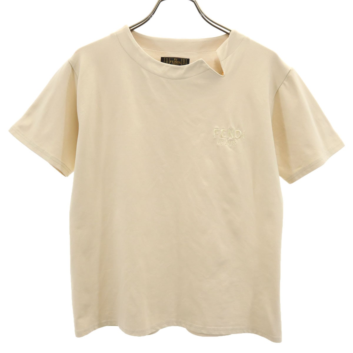 FENDI JEANS フェンディ ジーンズ イタリア製 半袖 カットソー ベージュ レディース 古着