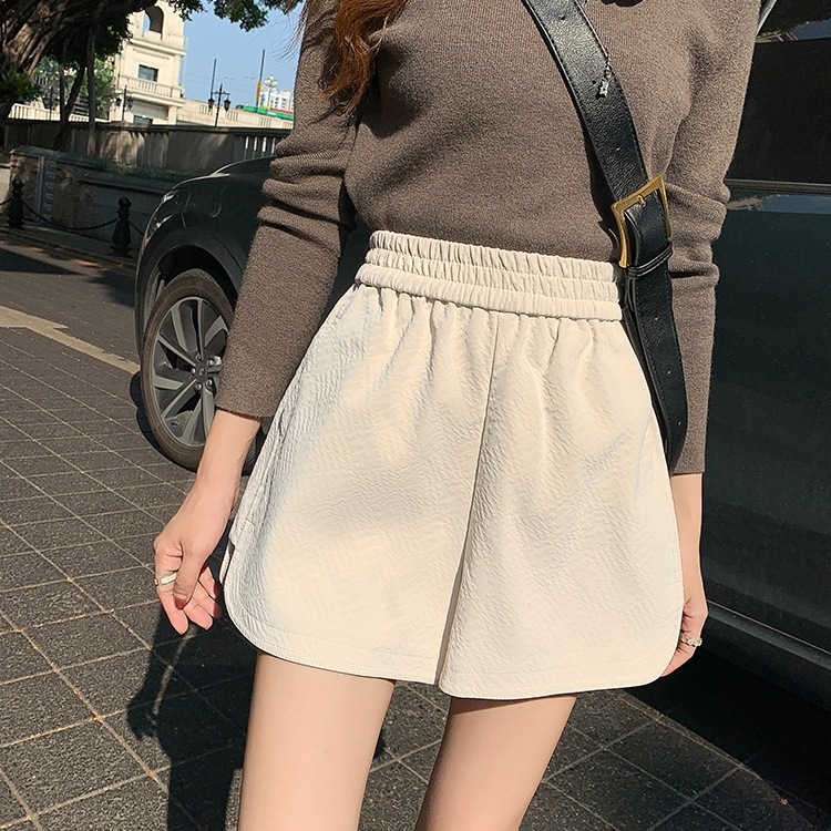 パンツ レディース ショートパンツ S M L XL 韓国 ショート丈 スリム 細身 Aライン ハイウエスト ウエストゴム かわいい 大人可愛い きれいめ シンプル カジュアル 上品 おしゃれ おとな
