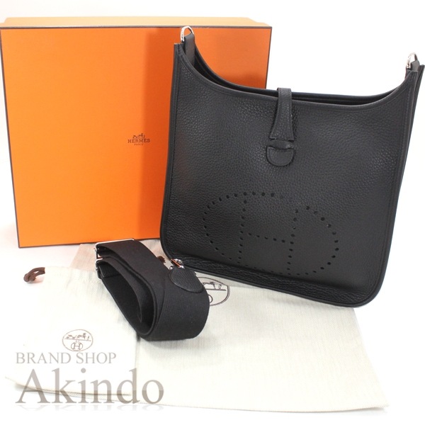 【ほぼ新品】エルメス ショルダーバッグ エヴリン3 PM 黒 ブラック シルバー金具 トリヨンクレマンス メンズ レディース 斜め掛けバッグ 便利 HERMES ブランド 定番 人気 プレゼント ギフ