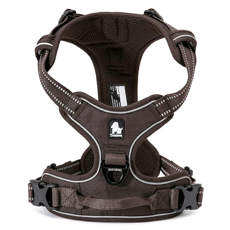 cocomall 犬用ハーネス 犬用胴輪 ドッグ ペット用品 ハーネス 3M反射材料 訓練 ナイロン製 小型犬中型犬大型犬に向け 通気性 調節可能 (L, ブラウン)