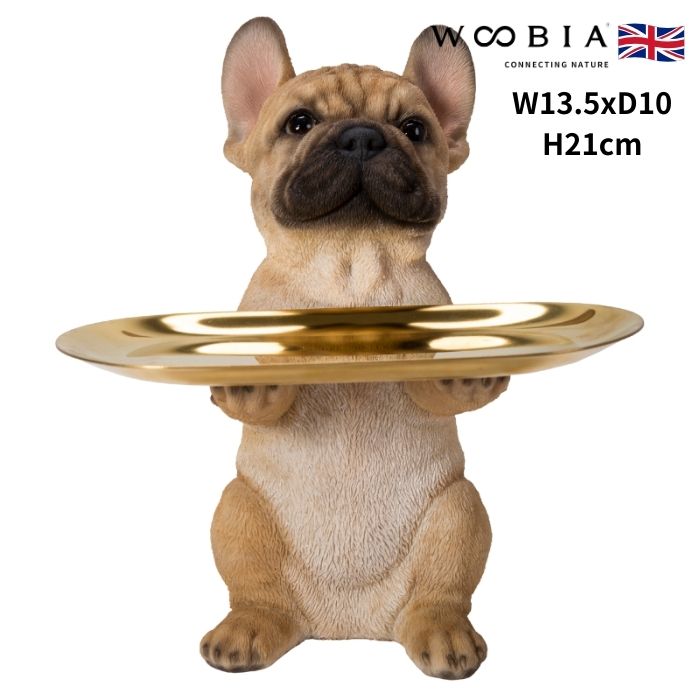 置物 フレンチブルドッグの小物置きトレーの取り外し可能 イヌ 犬 高さ21cm woobia ウービア 大きい かわいい おしゃれ ガーデン インテリア オブジェ 可愛い プレゼント 北欧 玄関 雑貨