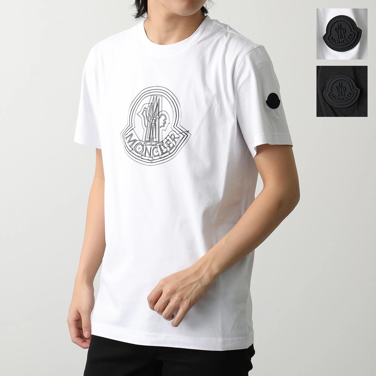 MONCLER Matt Black モンクレール マットブラック 半袖 Tシャツ 8C00028 89A17 メンズ コットン ロゴ クルーネック カラー2色