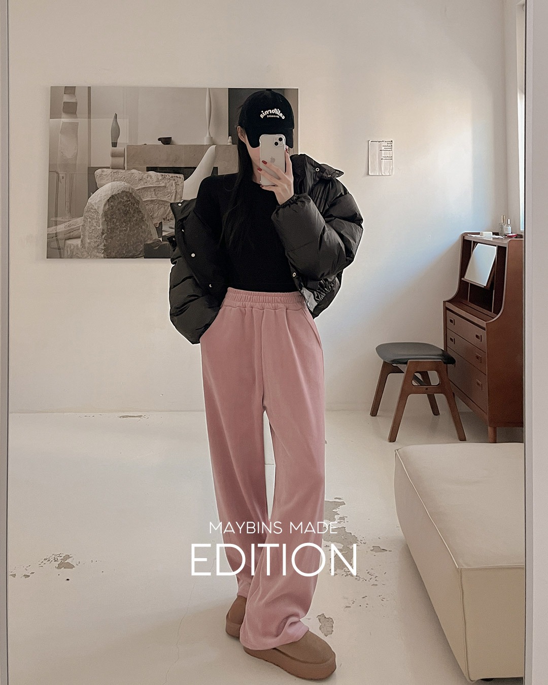 裏ジャギーウエストゴムワイドスラックス韓国ファッション レディース