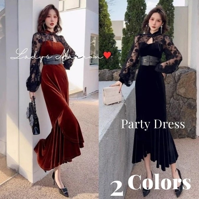 【急速出荷 2025年新作】成人式ドレス 同窓会ドレス パーティードレス 韓国 結婚式 タイトドレス マーメイドドレス オケージョンドレス ベロアワンピース お呼ばれドレス 結婚式 プチプラ ワンピー