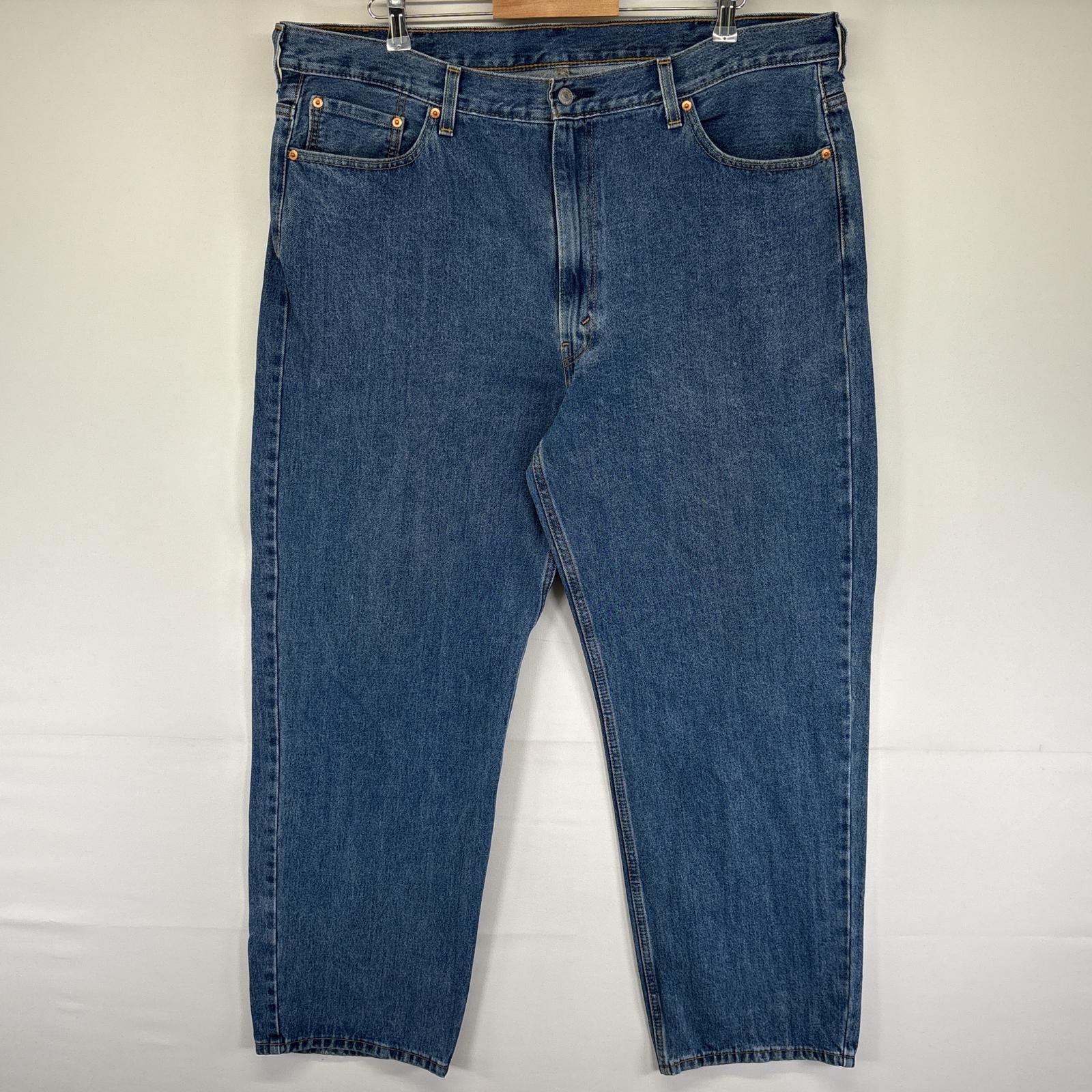 古着 デニムパンツ 550 テーパード 5ポケット ジーンズ ジーパン 色落ち ヒゲ 長ズボン w44 L32 ブルー メンズ