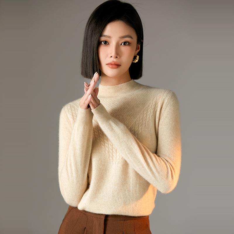 レディース 上品 上質 お洒落 秋冬 スタイル ハーフ タートルネックセーター 100 ルーズ 長袖 底 ニット セーター