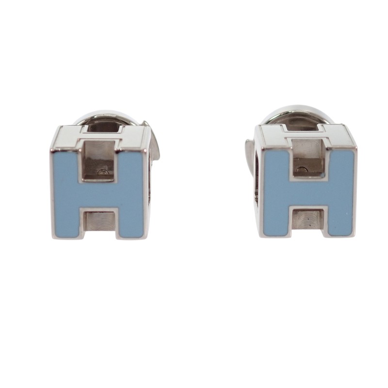 カージュドアッシュ Hキューブ ピアス 両耳 メタル ブルー シルバー金具 レディース アクセサリー【ABランク】