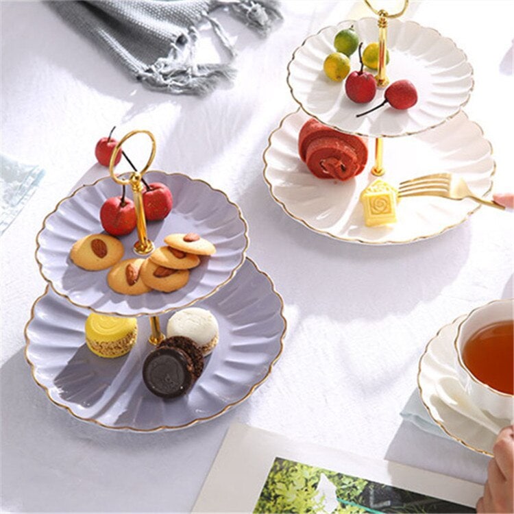 セラミック デザートプレート フルーツプレート ライトラグジュアリー レイヤー 母の日 母の日-0003962