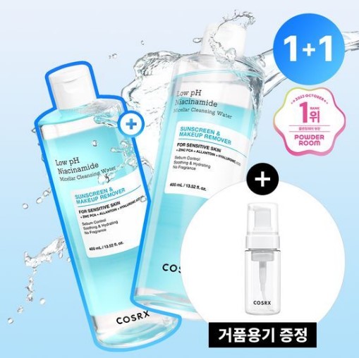 [大容量/ 泡容器贈呈] 弱酸性敏感肌 水分洗顔 クレンジングウォーター 400ml ダブル 企画 (+泡容器)